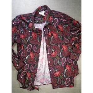 Mainstreet Blues Womens Button Up Shirt Paisley Pattern 1X Long Sleeve